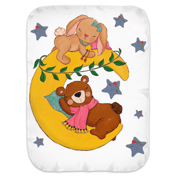 Swaddle Blankets - Moon Bunny & Bear on White