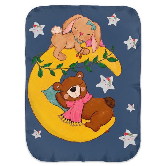 Swaddle Blankets - Moon Bunny & Bear on Blue